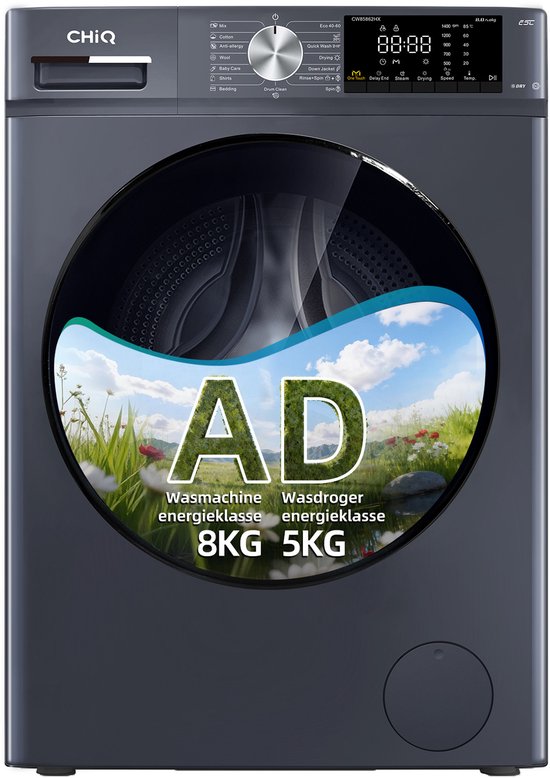 CHiQ CW85862HX - Was-droogcombinatie - Full Service - 8+5KG -OneTouch Smart Wash - 15programma's - Stoom & Allergiezorg -Klasse A/D- 12 jaar garantie op motor - 2026 Nieuw