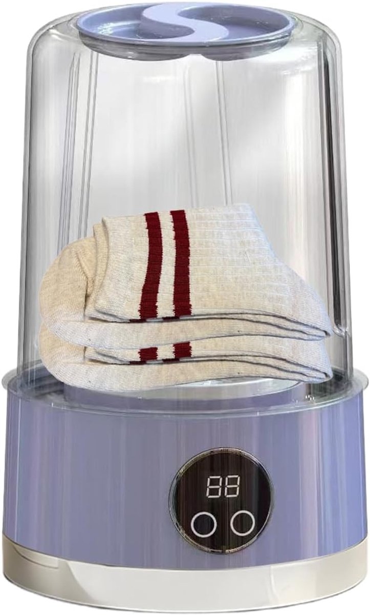Draagbare Wasmachine Compacte Wasmachine Reizen en Kamperen Digitaal Display 13 x 13 x 13 cm Paars