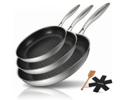Morelia® 3 delige Keramische Pannenset - 20,24 en 28cm - Koekenpannen Set Inductie en Gas - PFAS…