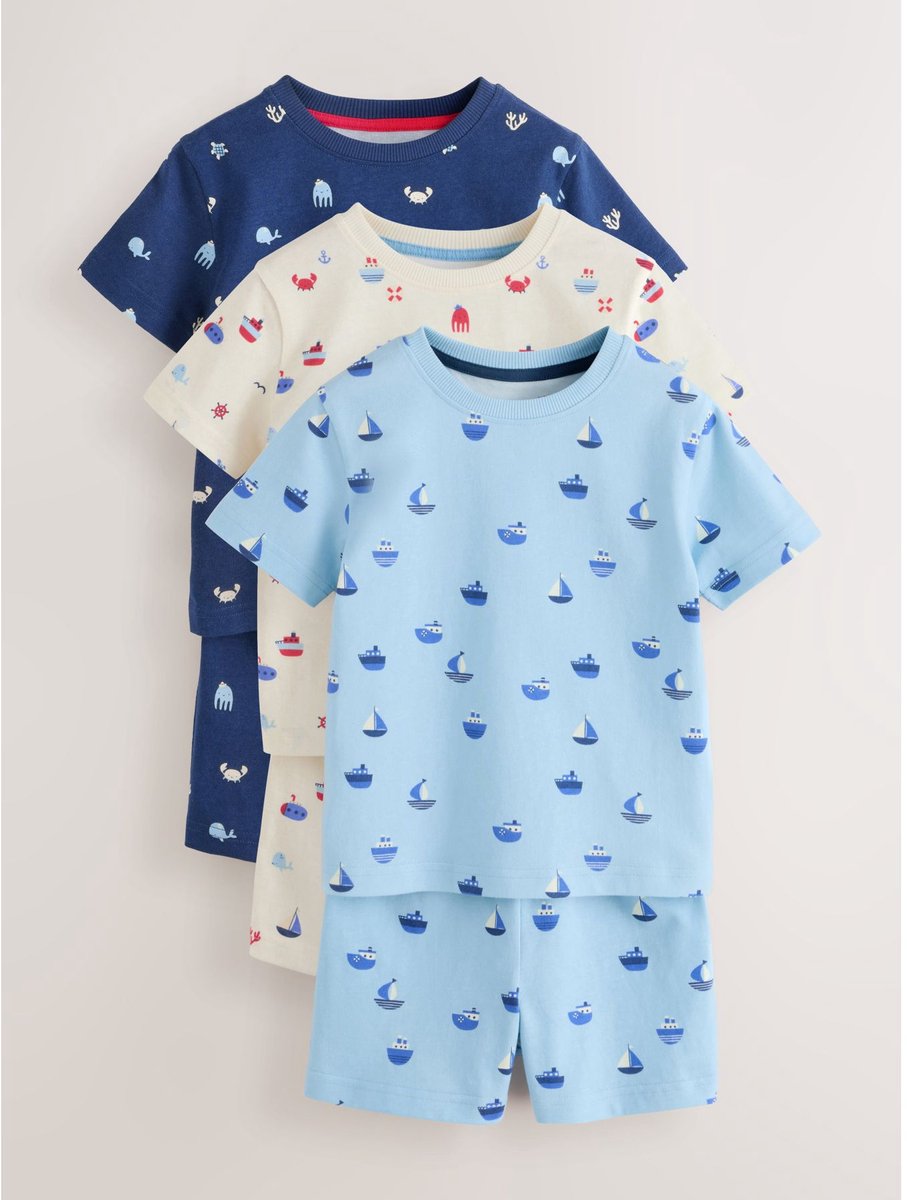 Next - Jongens - Set van 3 korte pyjama's - Blauw