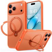 TORRAS UPro Ostand Spin Hoesje Geschikt voor Apple iPhone 17 Pro Max - Compatibel met MagSafe - 360° Draaibare Magnetische Standaard - Back Cover Kickstand Ring - Oranje