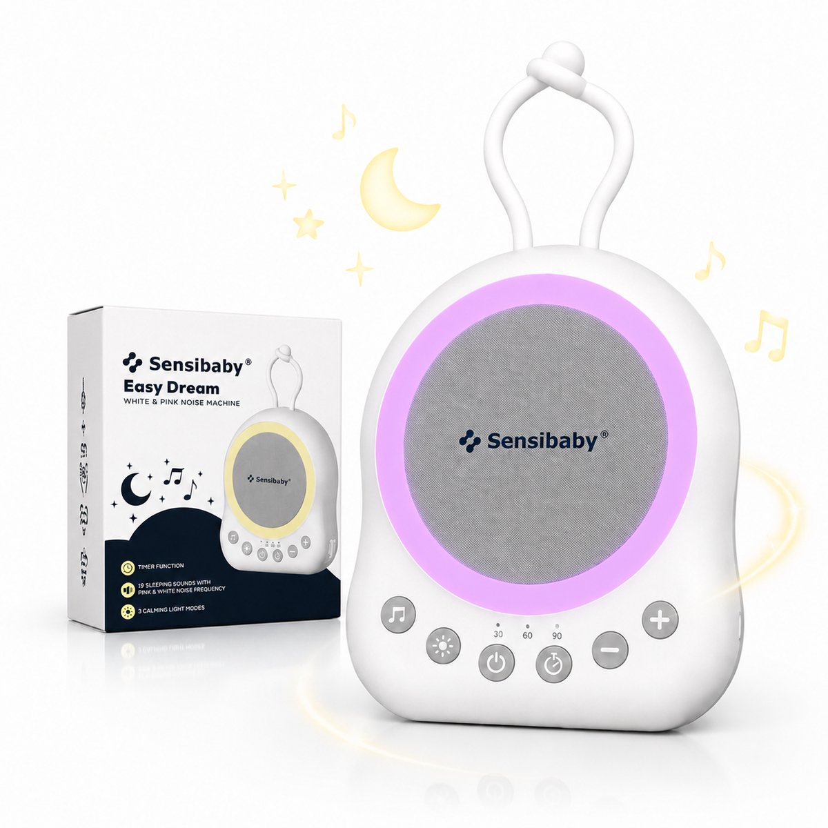 Easydream White & Pink Noise Machine – Slaapgeluiden & Nachtlamp
