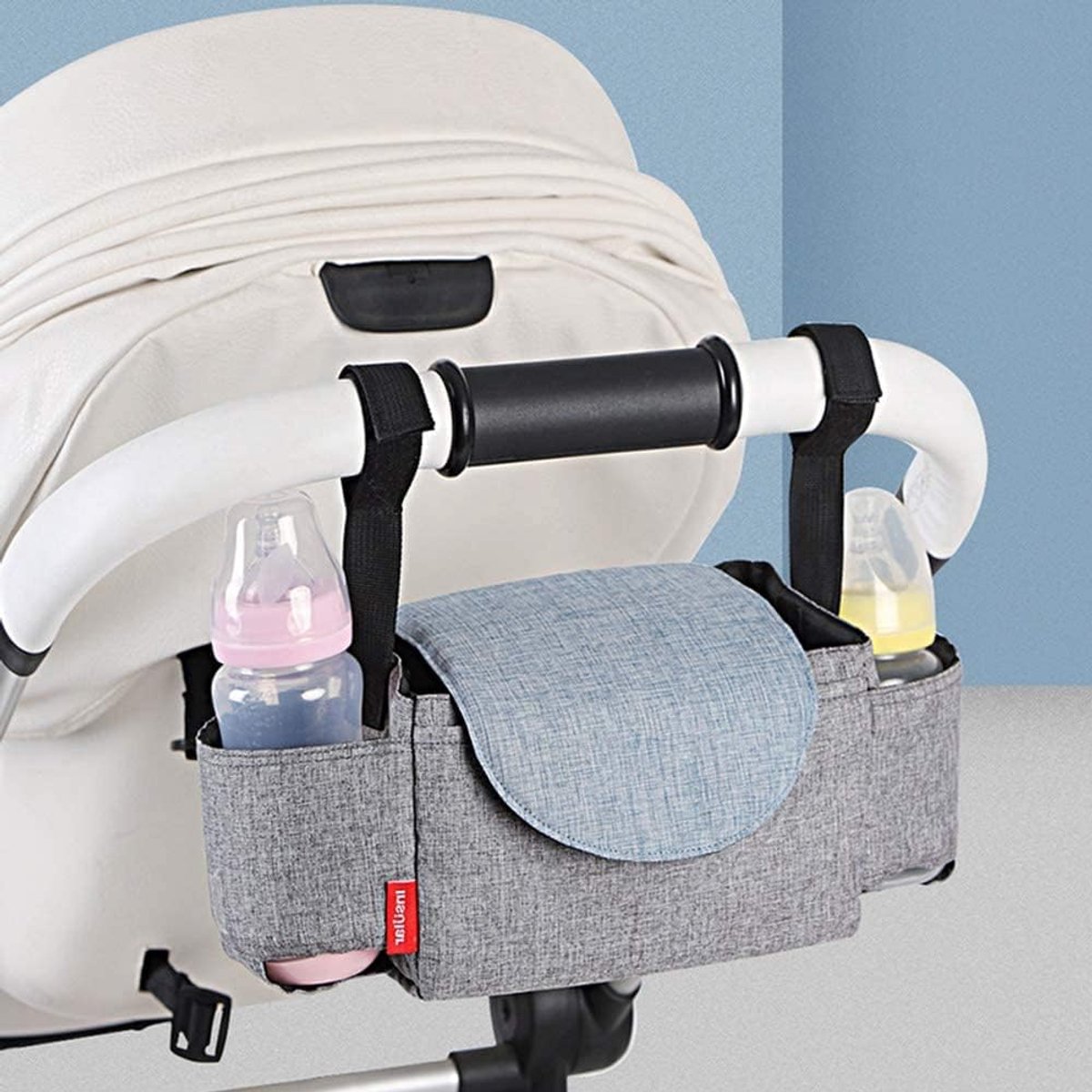 Kinderwagen Organizer - Buggy Tas - Onderweg Benodigdheden - Universele Pasvorm - 21x12x12cm - Zwart