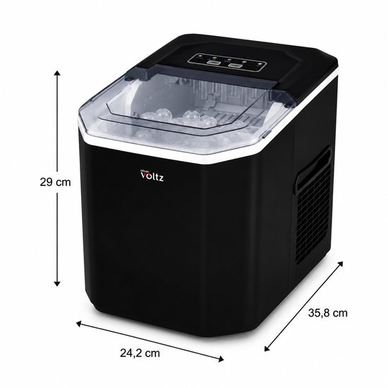 IJsblokjesmachine - 12KG/24U - Compacte Ice Maker - 1,3L Waterreservoir - Kleine & Grote IJsblokjes - Zwart — afbeelding 3