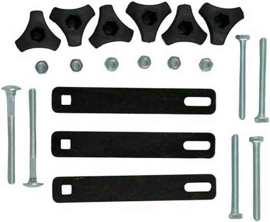 Bevestigingsset Fietsdrager - Montage Kit - Dakmontage Fietsen - Voor Vierkante Stangen - Min 35x20cm - Zwart