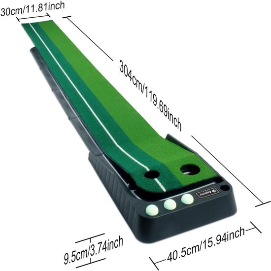 Golfmat - Oefenmat Golfen - Pitch en Put - Putting Mat - 3 ballen gratis - Retourbaan - Golfbaan - Binnen en Buiten - Golf - Tweekleurige Grasgolfmat - Met Baldikker Retourbaan van Pure2Improve — afbeelding 5