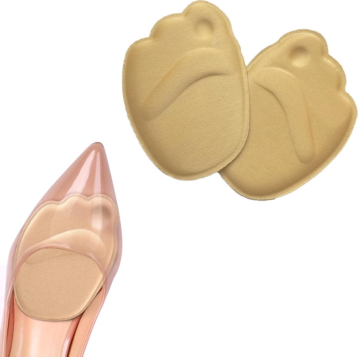 Herbruikbare voorvoet schuimkussens - Beige, 10 paar, bescherming voor hoge hakken, pijnverlichting, comfortabel en slipvast, ideaal voor dames