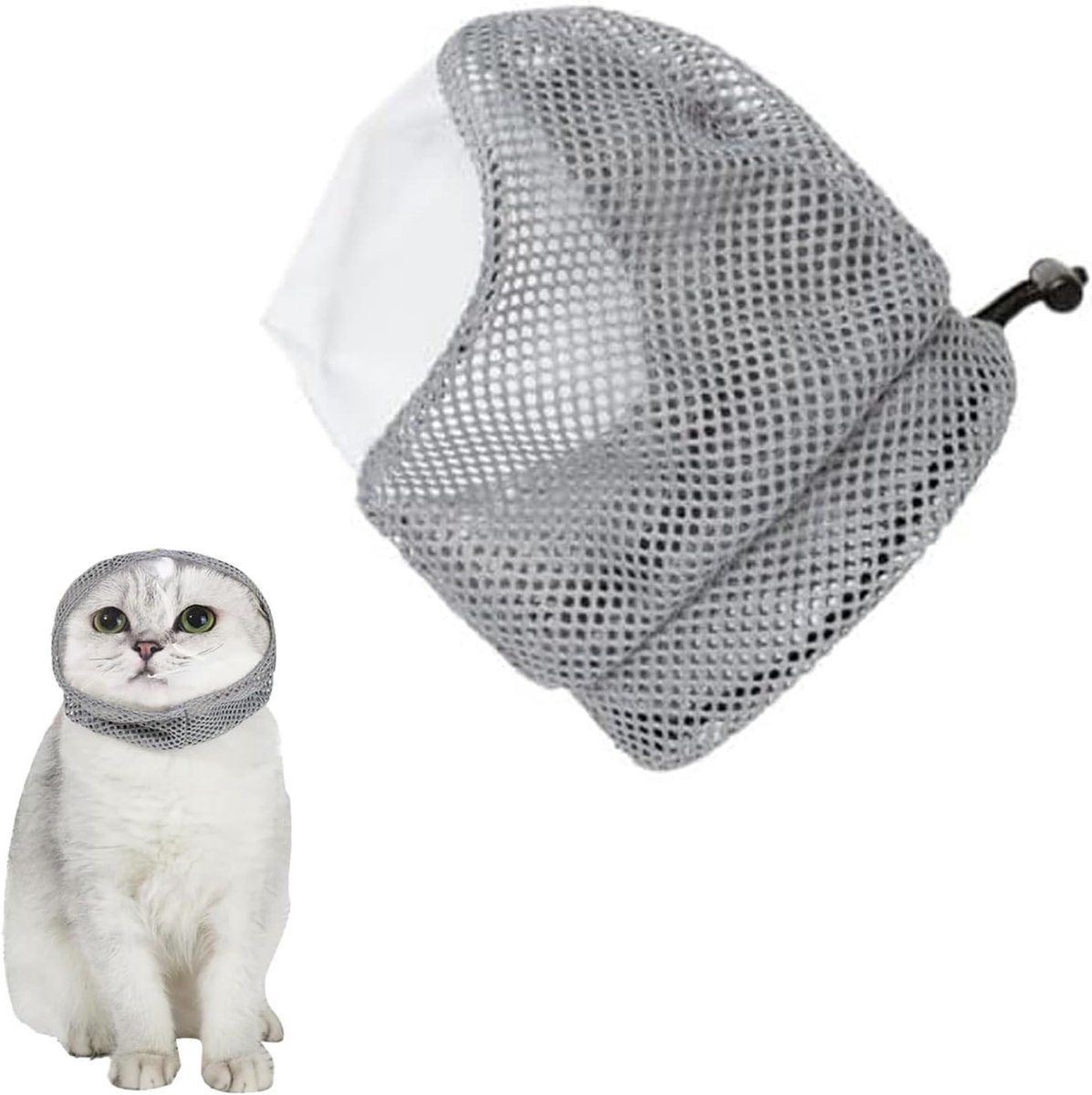 Verstelbare en ademende muilkorf voor katten, ideaal voor klauwknippen, baden en dierenartsbezoeken, voorkomt bijten en likken