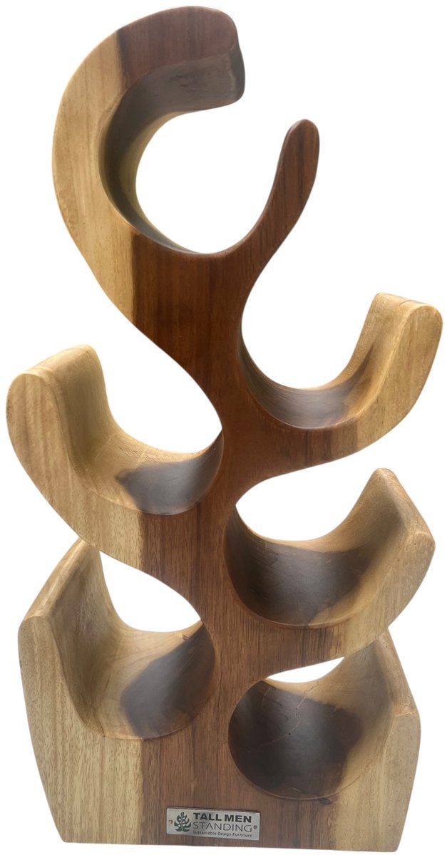 Wijnrek van Hout - 50 cm hoog - voor 6 Flessen – Uniek – Duurzaam – Tall Men Standing