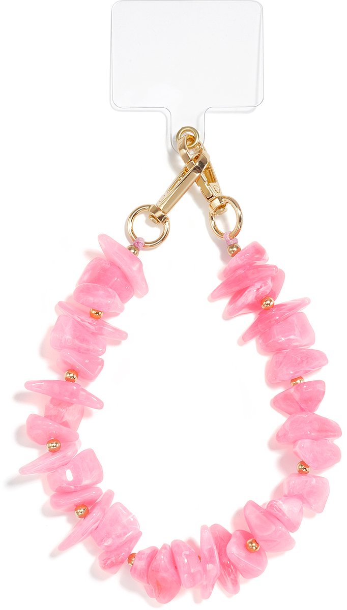 Trendy Telefoon Wristlet - Universele Handvathanger voor Telefoonhoesje - Kralen Telefoonkoord - Roze