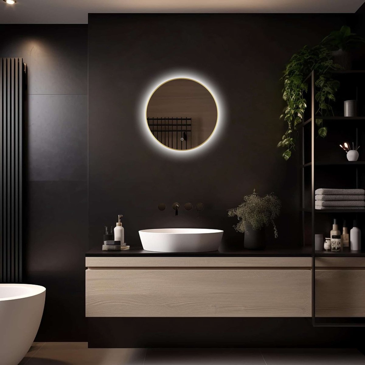 Badkamerspiegel Megon Aureon 80x80cm - Gouden Lijst