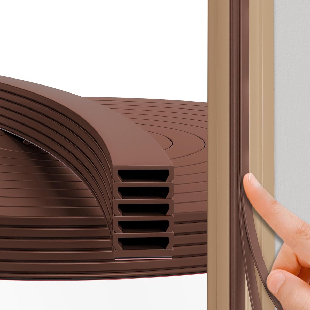 SnelShoppen - Deur Seal - Zelfklevende Rubber Seal - Tochtstrip voor Deuren en Ramen - Geluidsisolatie en Energie-efficiëntie - Weerbestendig (Bruin,