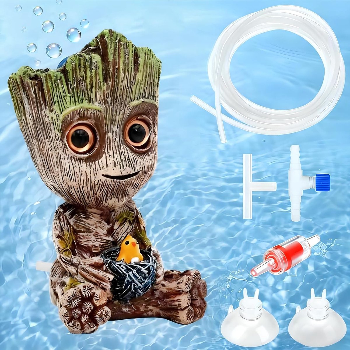 SnelShoppen - Bubble decoratie voor visbassin met accessoires, aquariumdecoratie, luchtbellen, luchtsteen, grote aquariumdecoratie, schuilplaats voor