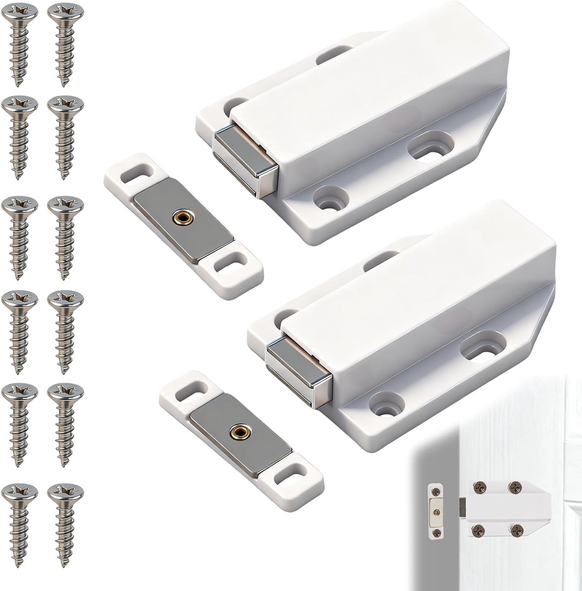 SnelShoppen - Set van 2 Push-to-Open Magneten, Magnetische Sloten voor Keukenlades, Kastdeuren en Meubels, Elegante en Praktische Sluitingen, Eenvoudi