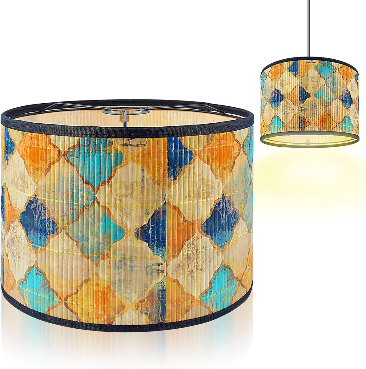 SnelShoppen - Bamboo E27 Lampshade voor Wandlampen, Vloerlampen, Tafellampen - Decoratieve Lampenkap voor Café, Restaurant, Woonkamer - 30x30x20cm