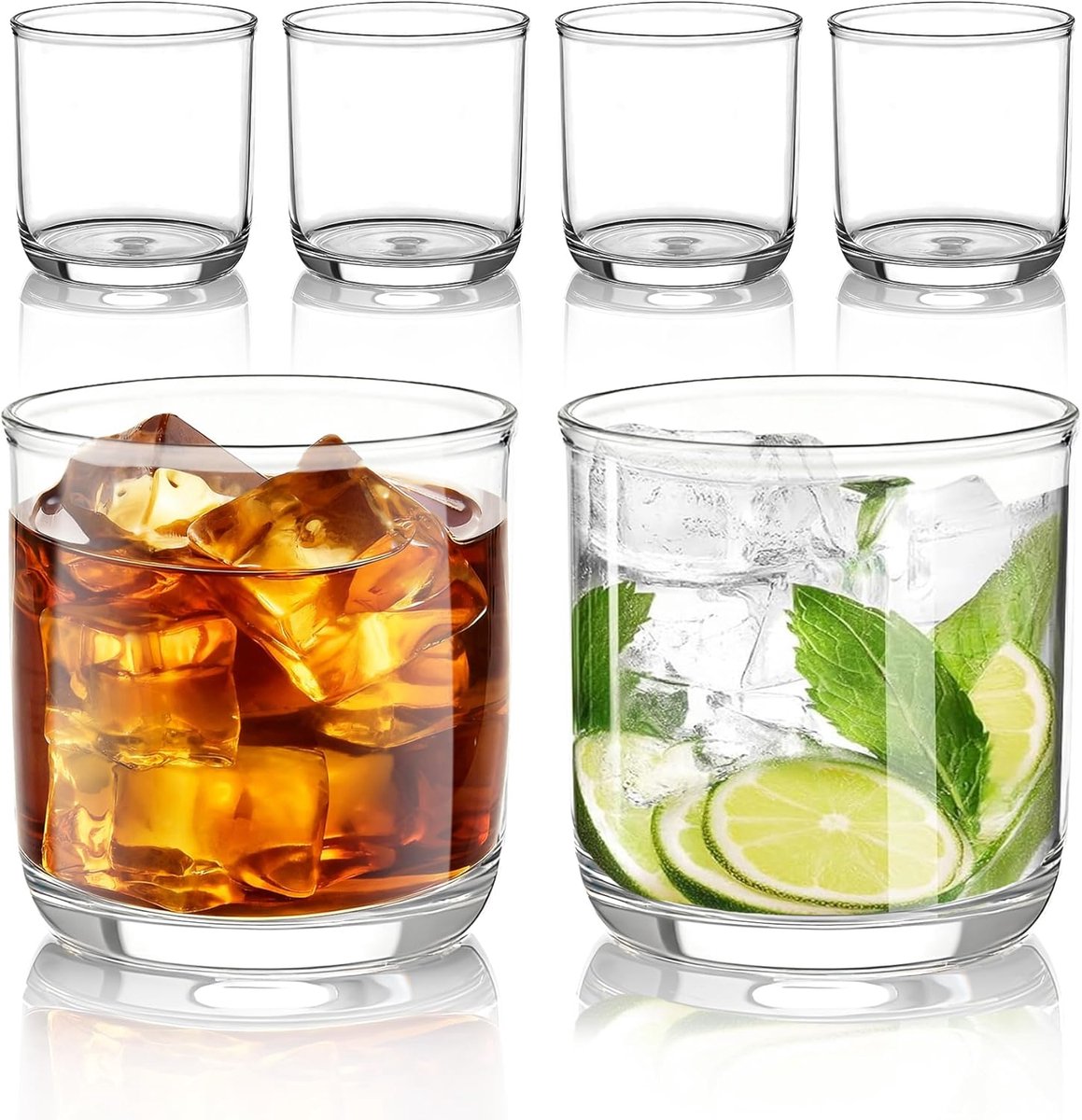 SnelShoppen - Set van 6 Old Fashioned Whiskey Glazen 340ml - Transparant PET Plastic, Sterk en Onbreekbaar - Perfect voor Water, Bier, Juice, Scotch,