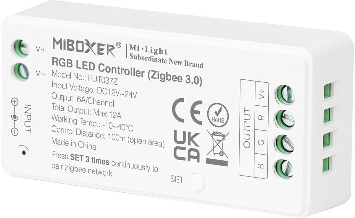 SnelShoppen - RGB LED Strip Controller 12V/24V - Zigbee3.0 Compatibel met Voice Control, APP, Geschikt voor Binnen, Tuin, Feesten en Decoratie