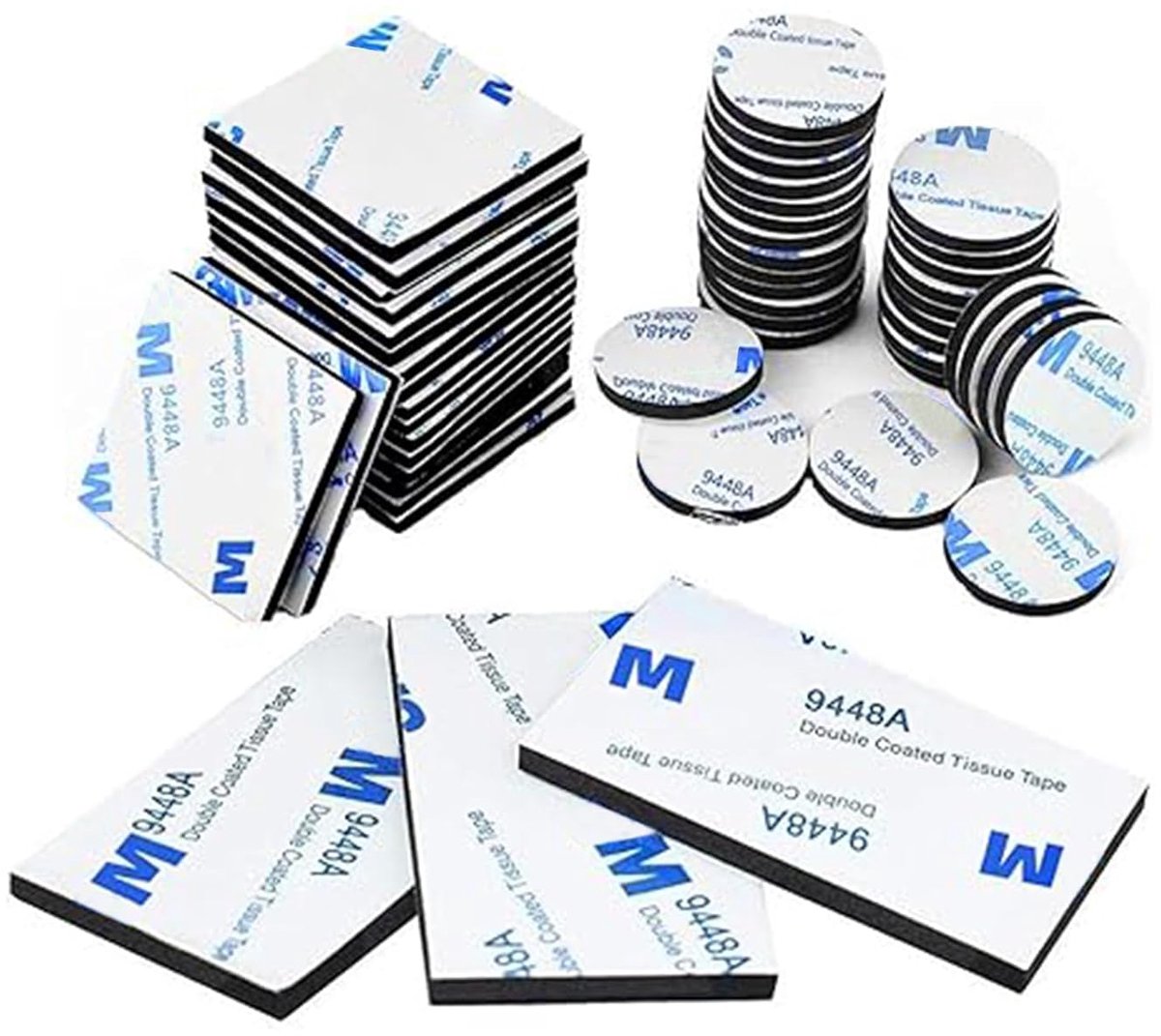 SnelShoppen - 60 Stuks Extra Sterke Dubbelzijdige Tape - Zwart - 5x4cm, 4x4cm en 4cm Rond - Ideaal voor Huis, Kantoor, Creatief Knutselen en Meer
