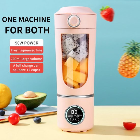 KZQ 700 ml draagbare fruitmixer - USB oplaadbaar met hoge snelheid - Perfect voor smoothies en eiwitshakes - Ideaal voor thuis en onderweg - Paars van kzq — afbeelding 5