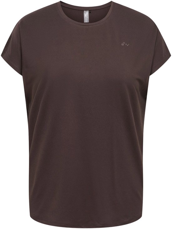 Donkerbruin sportshirt met logo op de borst.