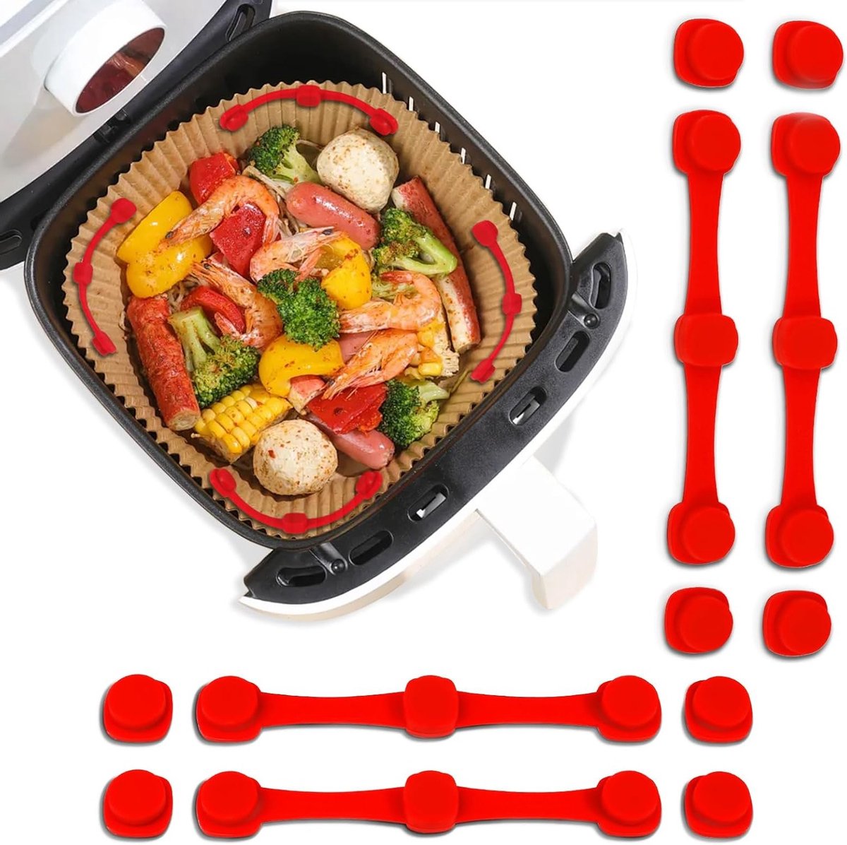 Magnetische Siliconen Beugel voor Airfryer - Geschikt voor 14x10 cm - Duurzaam en Hittebestendig
