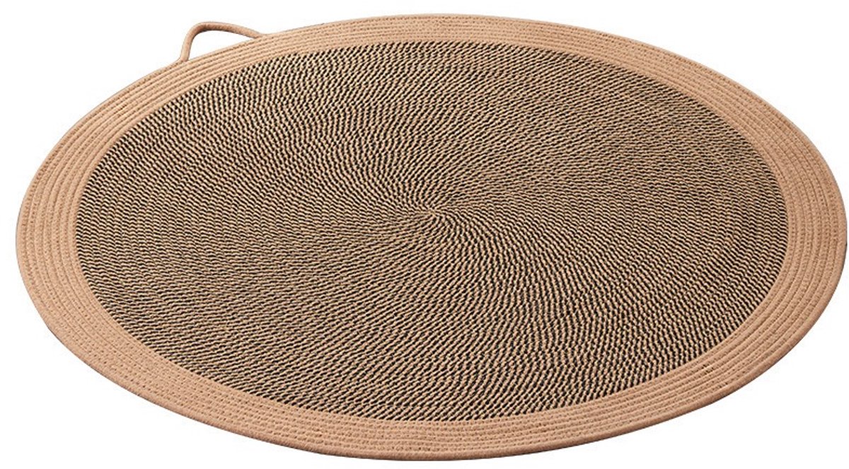 krabbord kat - Gebreide Krabmat voor Katten – Rond Slaapmat met Handvat – Katoen-Linnen – Bruin – Diameter 80cm