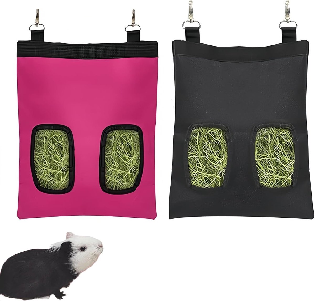 2 Stuks Hooi Voedingszakken voor Konijnen, Cavia's en Hamsters - Duurzame Voedingstas voor Dieren, Ideaal voor Hooi en Snacks