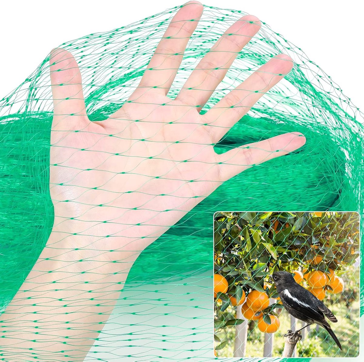 Vogelnet, 4x20 meter tuinplantennet, gebruikt om groenten, planten en fruitbomen te beschermen tegen vogels en andere dieren.