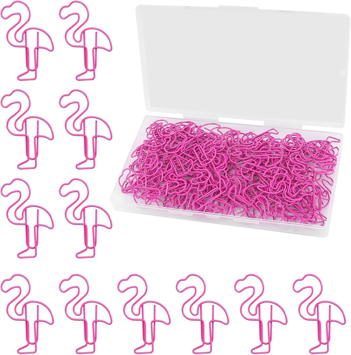 SnelShoppen - Paper Clips - 80 Stuks - Roze Flamingo Paperclips - Motief Metalen Clips - Kleine Paperclips voor Postcards, Kantoor, School, Feestdagen