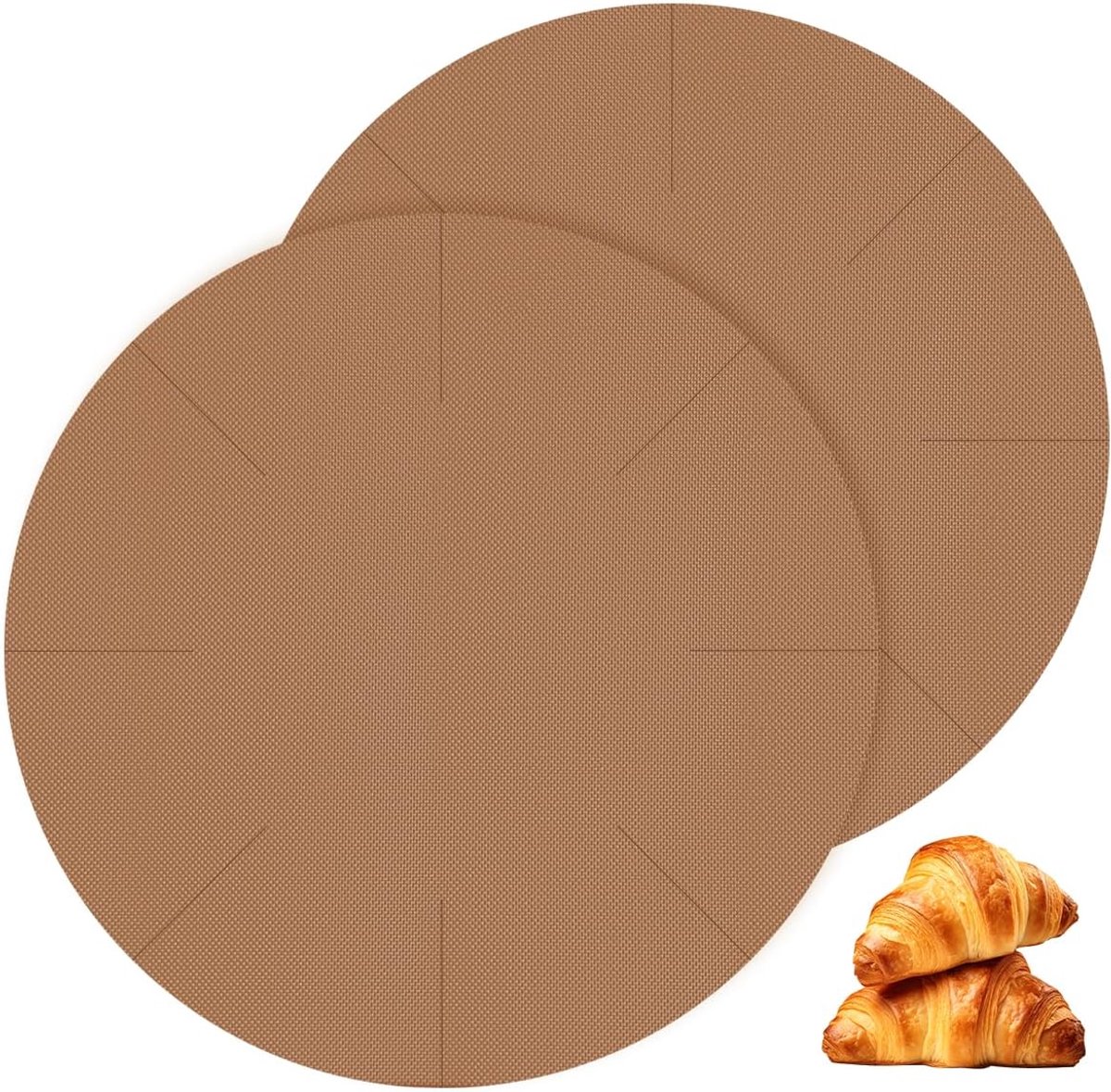 SnelShoppen - 2 Stuks Herbruikbaar Bakpapier Ø 40cm - Duurzame Bakmat voor Oven - Hittebestendig en Antiaanbak Coating - Vaatwasserbestendig - Voor Ai