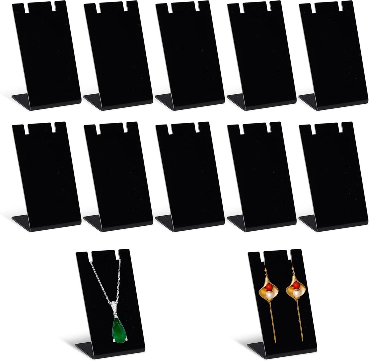 12-delige Acryl Oorbellenhouder, Zwarte L-vormige Sieradenstandaard voor Oorbellen, Organizer voor Oorbellen en Kettingen, Perfect voor Sieradenbeurzen en Winkeldisplays