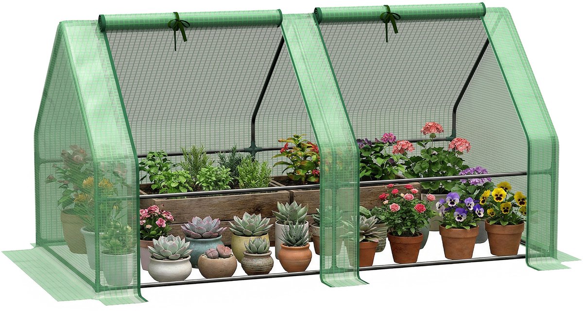 Outsunny Mini Kas - PE - 180x90x90cm - Groen