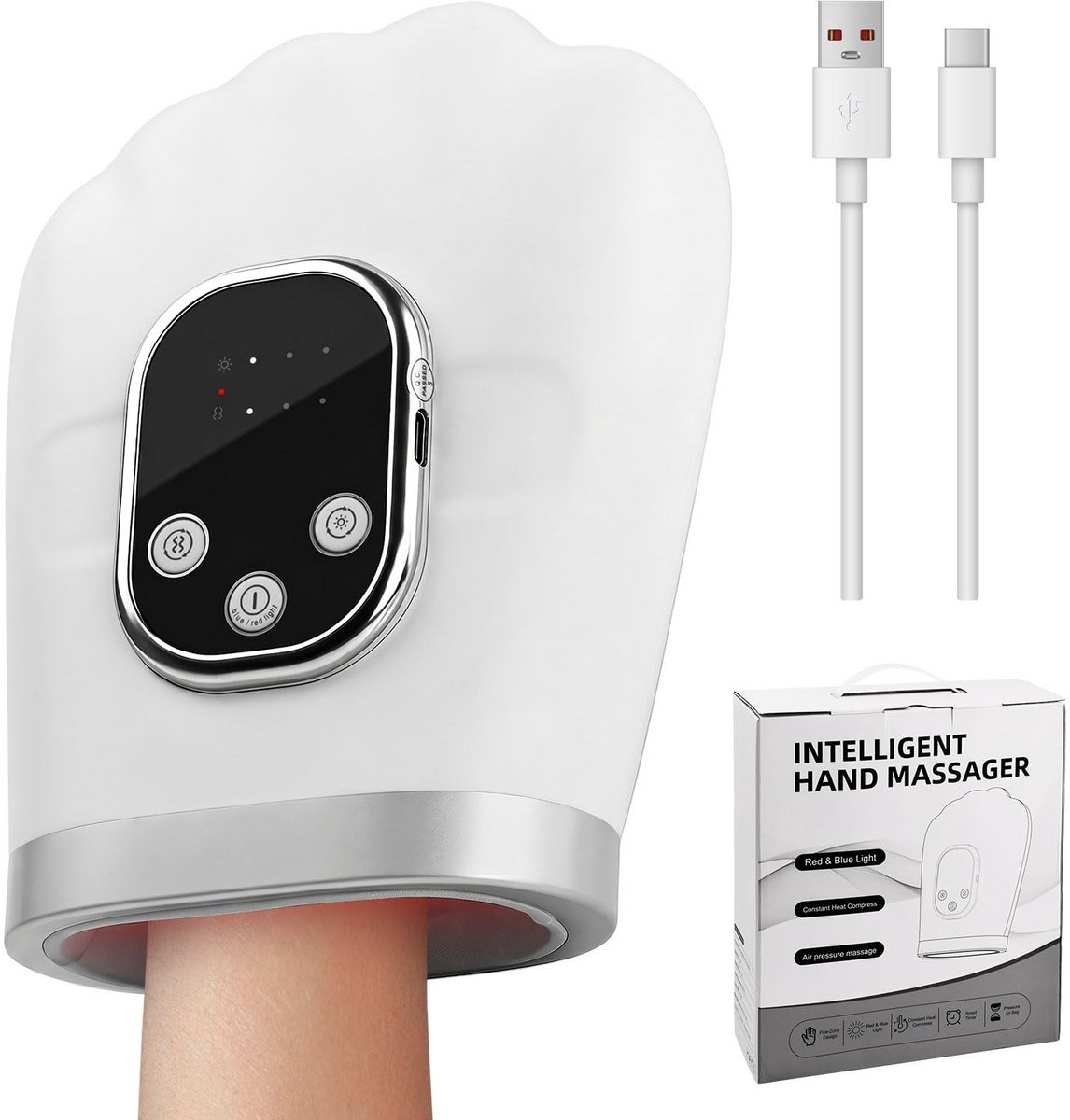 Namajunas - Handmassage apparaat met warmte-en luchtcompressie - 3 warmtestanden en lcd-display - Handmassage Airbag - voor handontspanning - Pijnverlichting- Spierontspanning - Ontspanning - Verbetert Bloedsomloop
