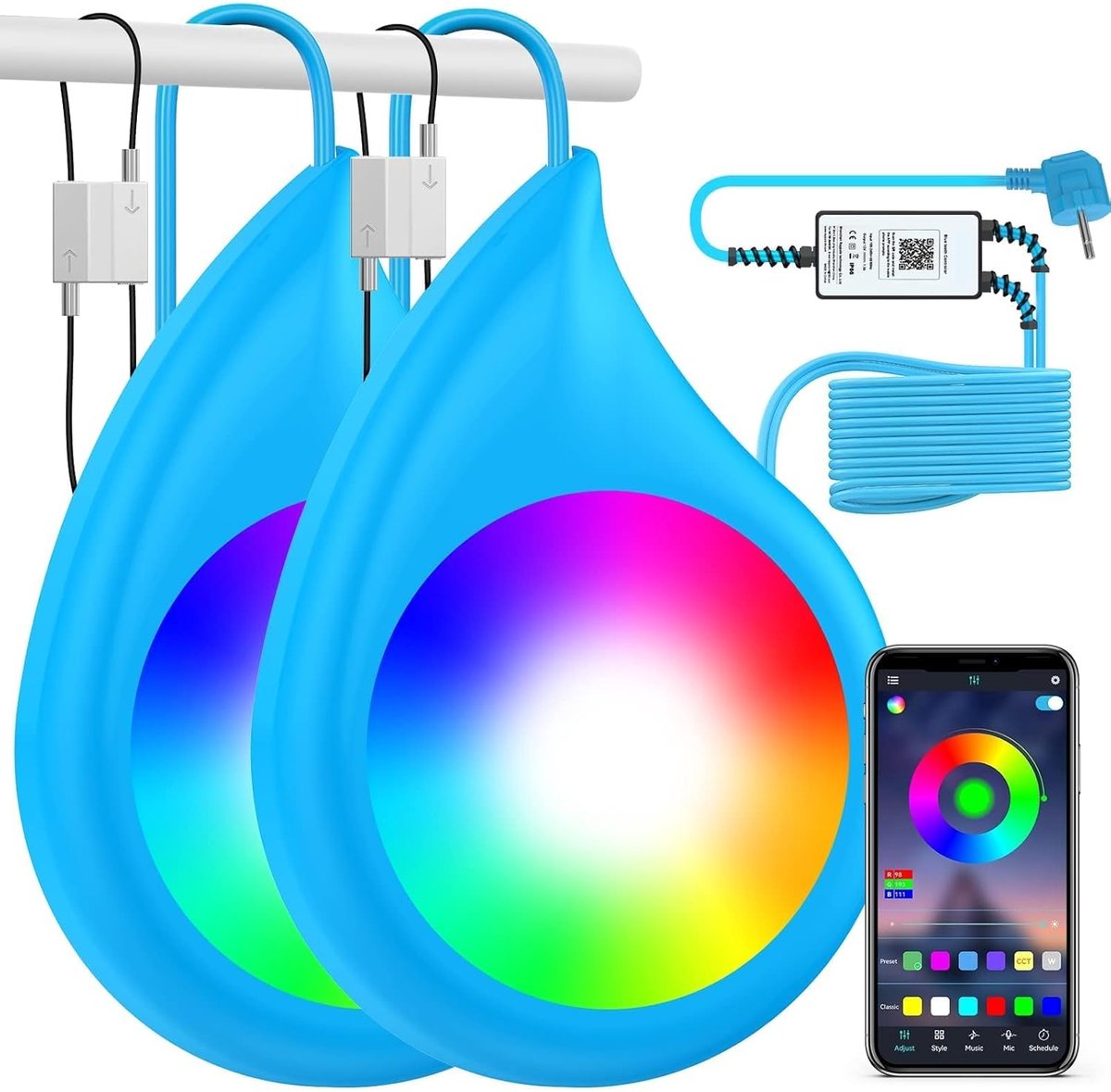 SnelShoppen - LED Lamp voor Boven Grond Zwembad, 40W Magnetische RGB Onderwater Verlichting met App Besturing, 16 Miljoen Kleuren, IP68 Waterdicht, Ee