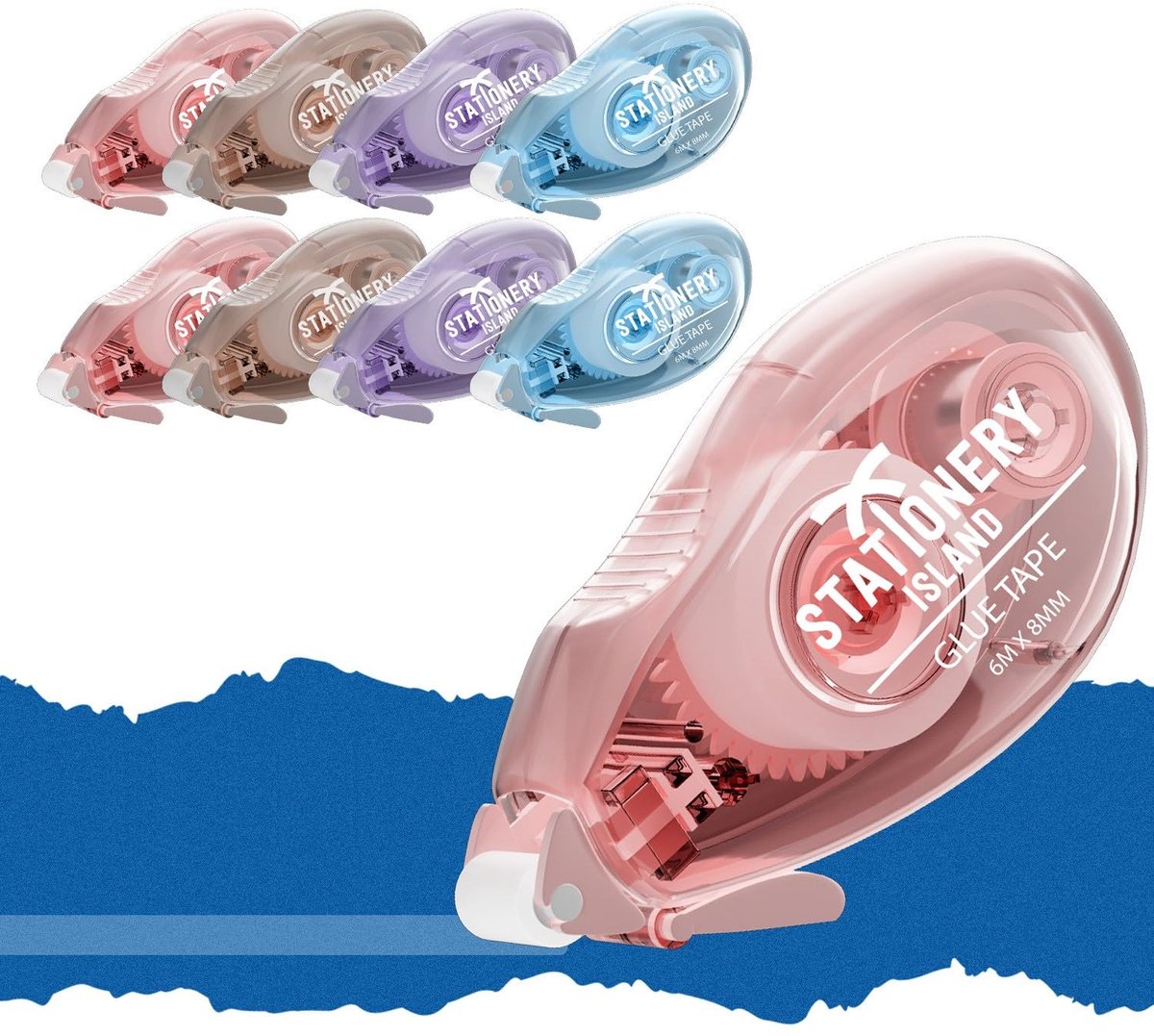 SnelShoppen - Pack van 8 Roller Glue Mouse Dubbelzijdige Transparante Lijmtape 8 mm x 6 m voor Kaarten, Scrapbook, Dagboek, Fotoalbum, Creatief Knutse