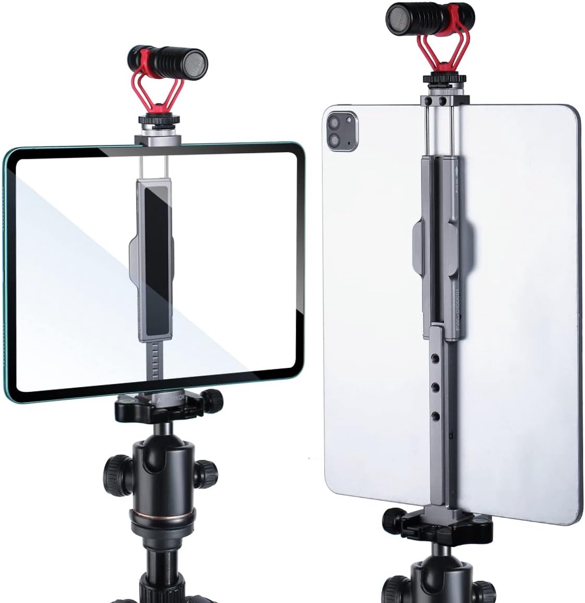 SnelShoppen - Tablet Tripod Mount 7.9"-12.9" Ipad Clamp Houder voor Tripod met Rotatable Cold Shoe en 2 Acra Swiss QR Bevestigingen voor Video-opnames