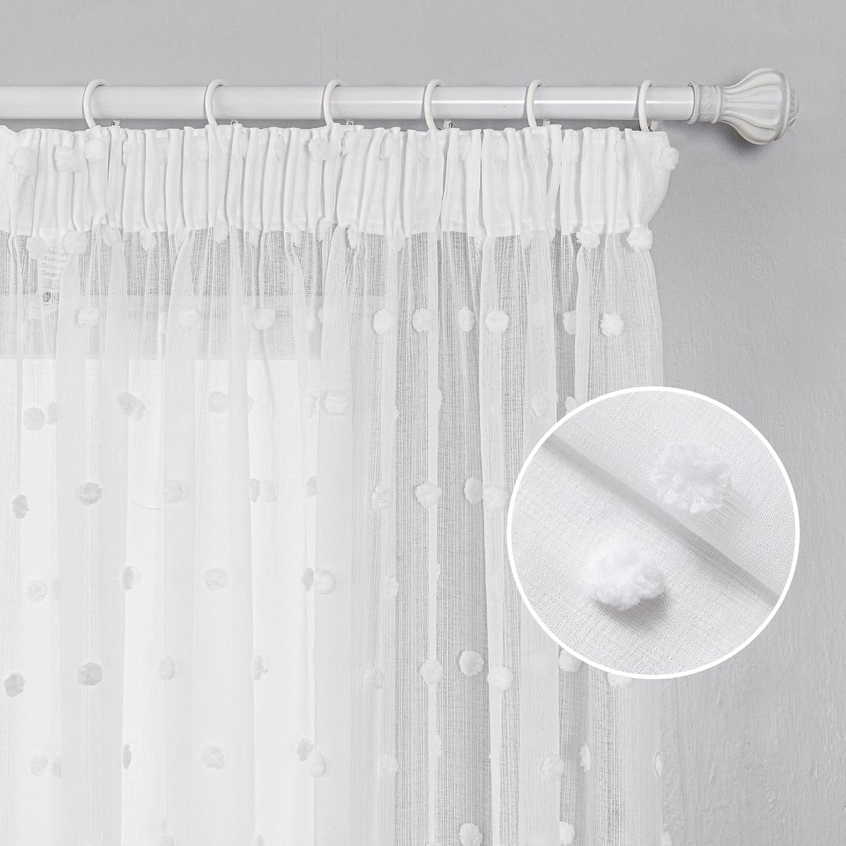 SnelShoppen - Voile Gordijnen met Ruffle Tape voor Kinderen, Moderne Semi-Transparante Raamdecoratie, Set van 2, Wit, 245 x 140 cm, Perfect voor Woonk