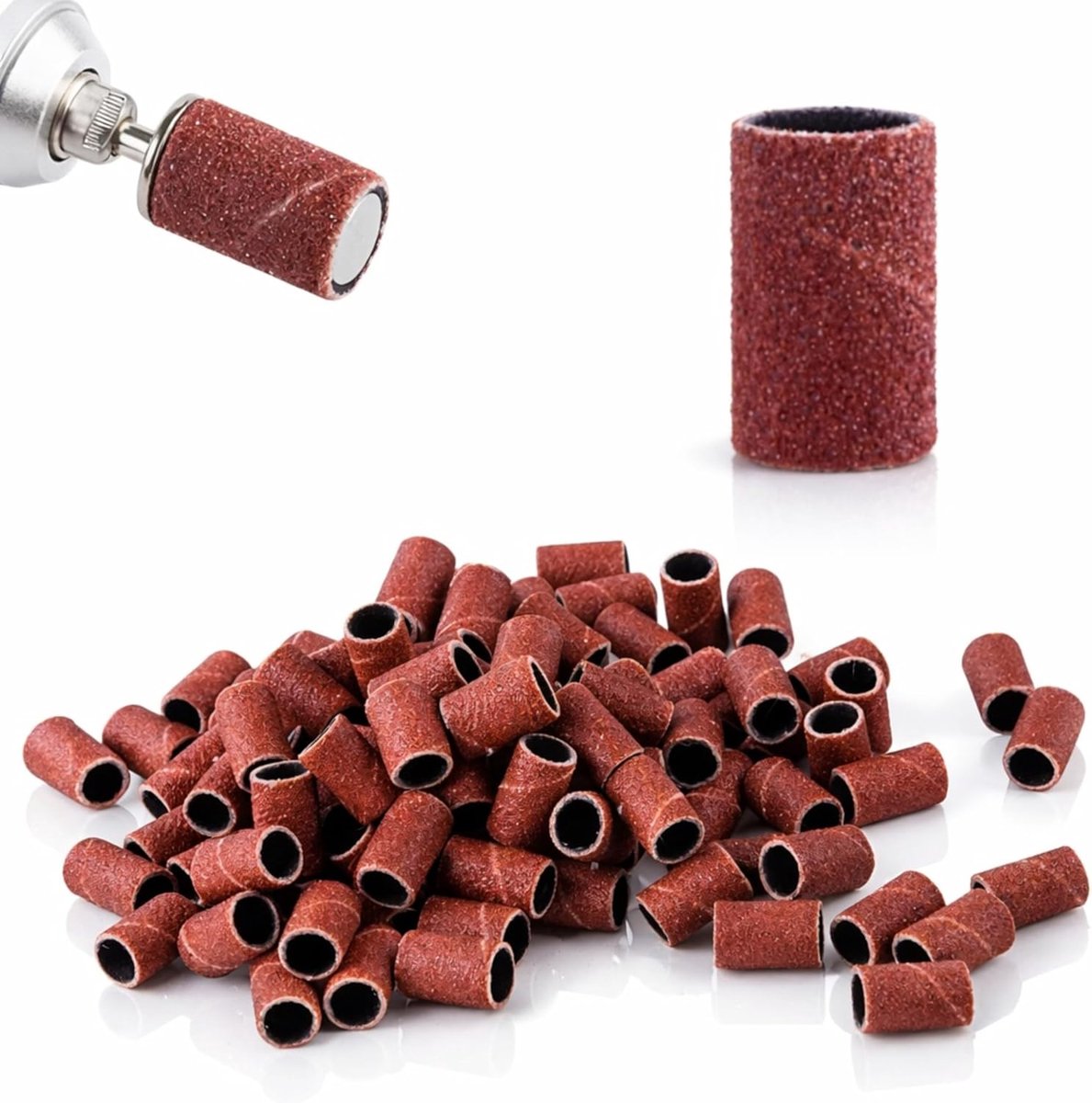 SnelShoppen - 100 Stuks Schuurcaps 180 Grit - Schuurbanden voor Manicure en Pedicure - Ideaal voor Nagelverzorging, Verwijderen van Gel en Acrylnagels