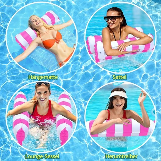 Thijox - Luchtmatras 4-in-1 Waterhangmat voor Volwassenen en Kinderen - Opblaasbare Zwembadaccessoires - 2 Stuks - Perfect voor Strand en Zwembad - Up van Thijox — afbeelding 4