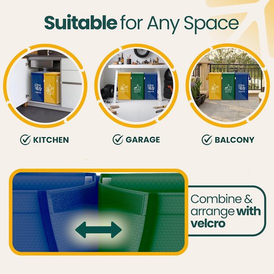 SnelShoppen - Recycling Afvalbakken Set van 3x40L voor Plastic, Papier ...