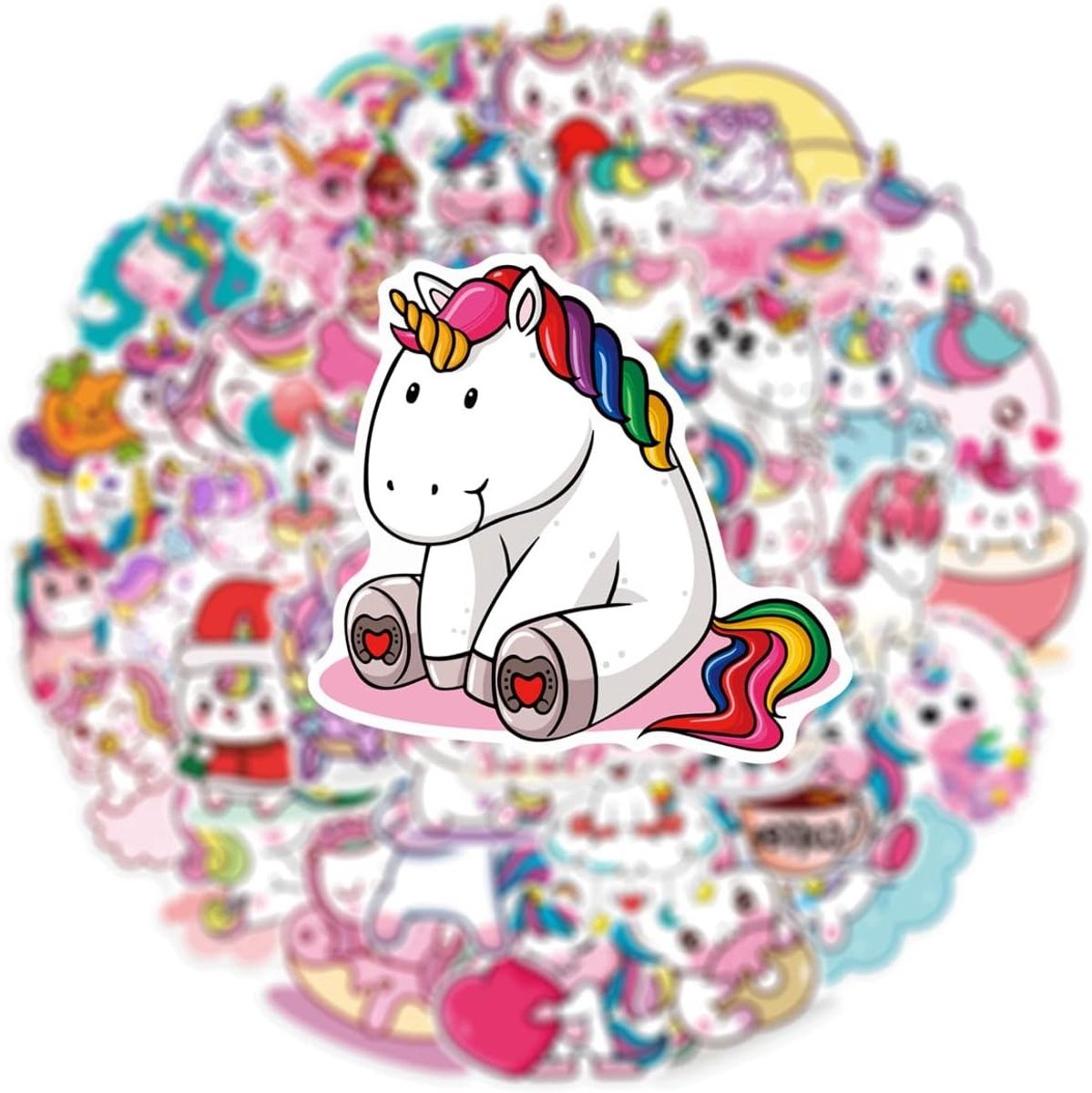 50 Unicorn Stickers Set - Vinyl Stickers voor Laptop, Auto, Koffer en Skateboard voor Jongeren en Volwassenen