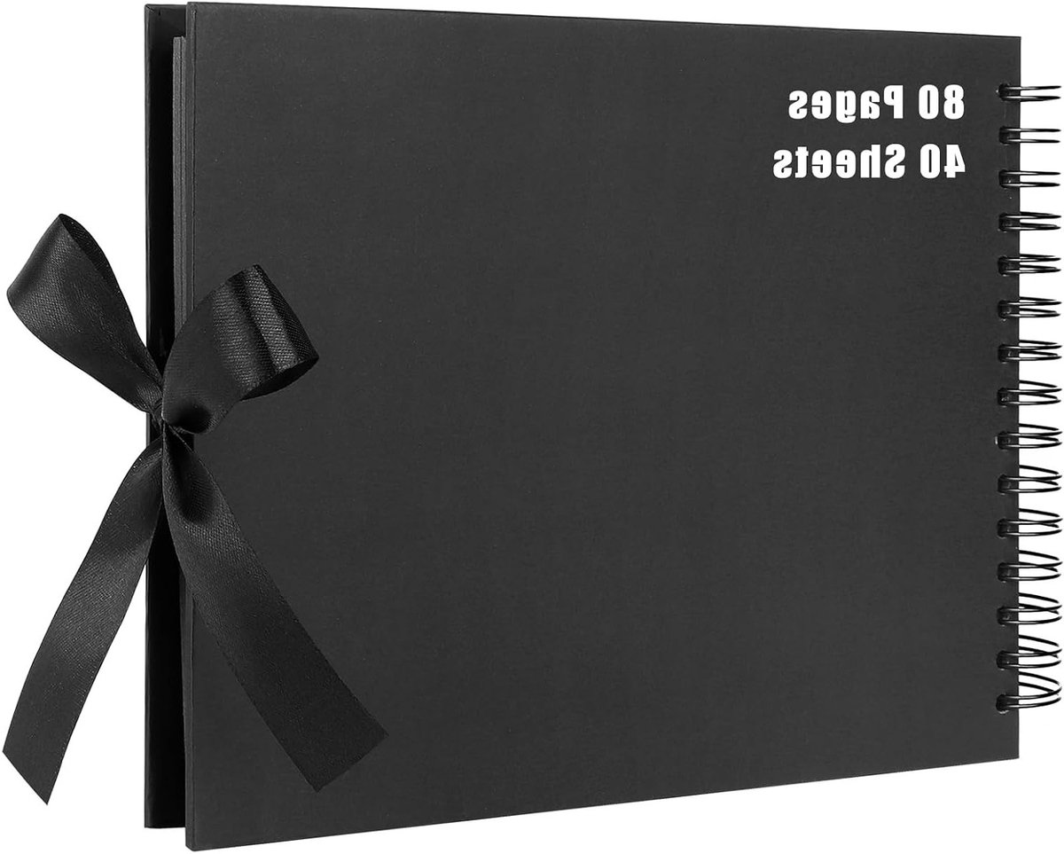 DIY Fotoalbum met 80 Zwarte Pagina's - A4 Scrapbook voor Foto's, Baby, Verjaardag en Creatieve Projecten