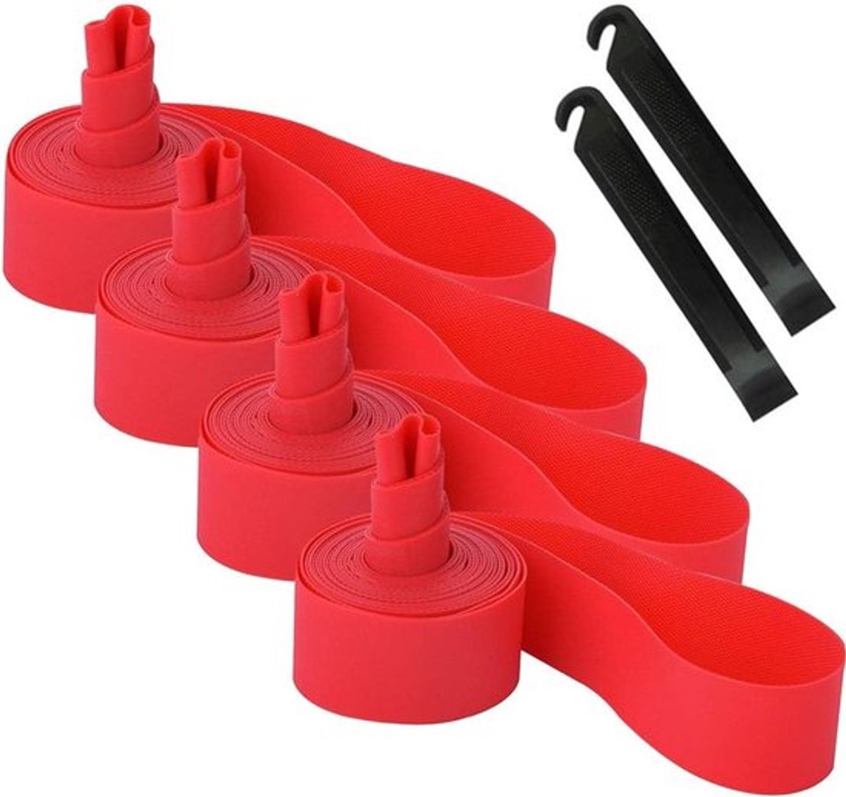 Premium PVC Fietsvelgbanden, 27.5" Mountainbike Velgliner voor Lekbescherming met 2 Fietskoffers (Rood) - Duurzaam en Lichtgewicht Accessoire