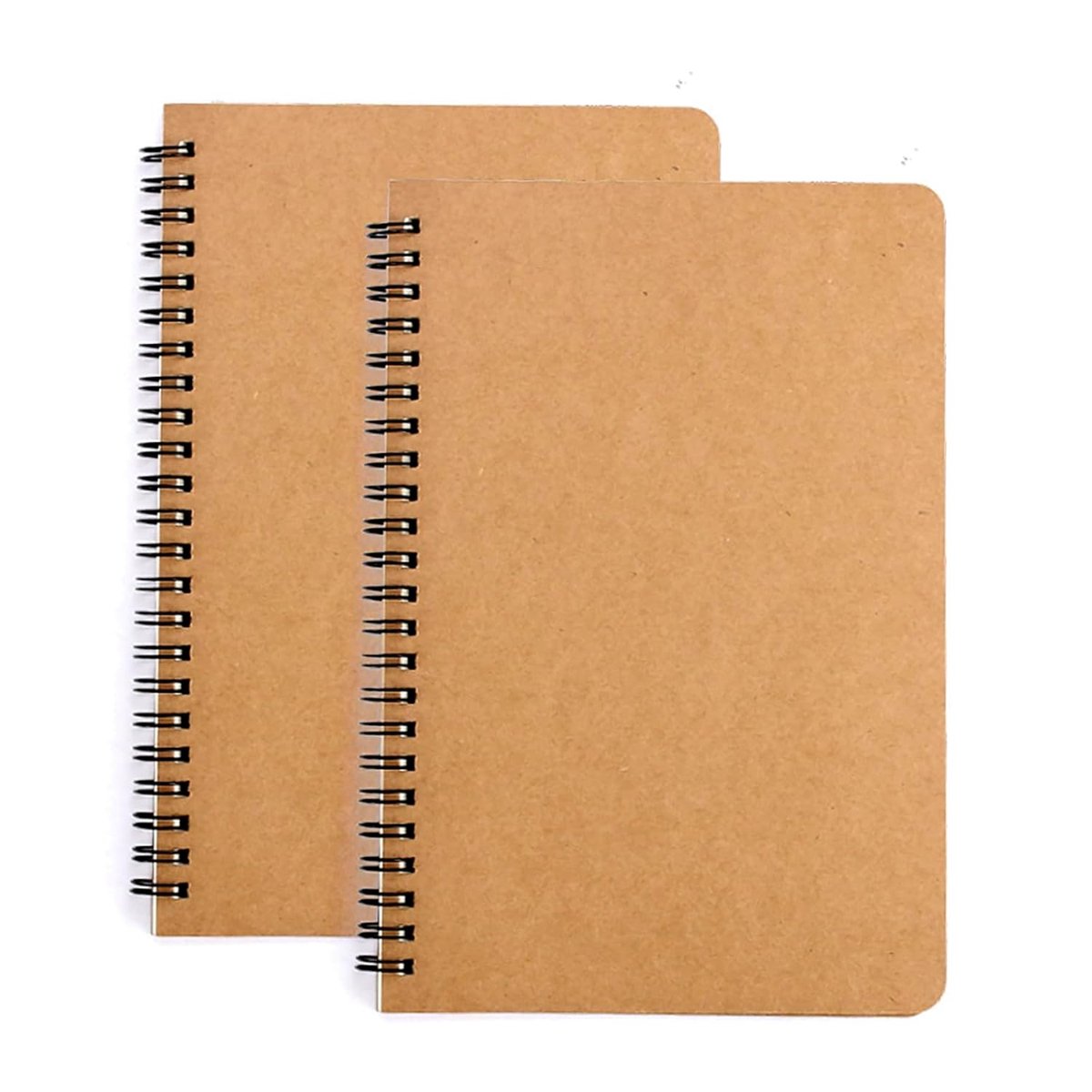 SnelShoppen - 2 Pack A5 Notitieboek Spiral Binding Kraft Papier Lined Notepad 60 Bladen Bruin - Perfect voor School, Werk, Notities en Creatieve Proje