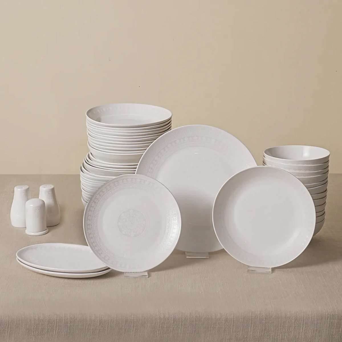 Karaca Arte 53-delig Bone China Servies – 12 Persoons – Wit – Luxe Serviesset – Porselein – Elegant Dinerservies