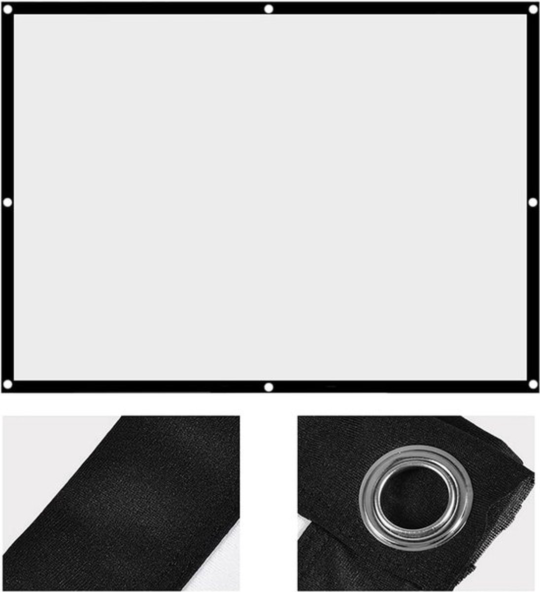 Opvouwbaar projectiescherm voor buitenactiviteiten - 100 inch - Kreukvrij wit doek - 4:3 formaat - Draagbaar en ideaal voor camping en films buiten