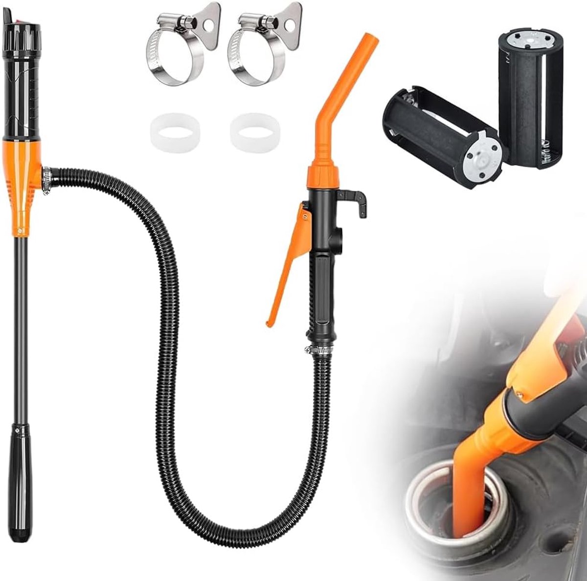 SnelShoppen - Elektrische Overdracht Pomp, Benzinepomp voor Jerrican, Accu Brandstofpomp, Draagbare Elektrische Oliepomp, 2.4 GPM voor Benzine, Diesel