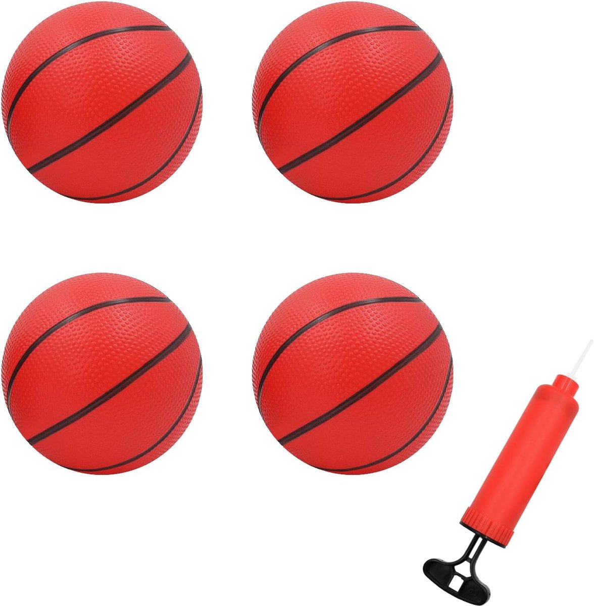 SnelShoppen - Set van 4 mini-basketballen 18 cm - Duurzaam PVC - Inclusief Pomp - Ideaal voor Kinderen, Binnen en Buiten Spelletjes, Zwembad Animaties