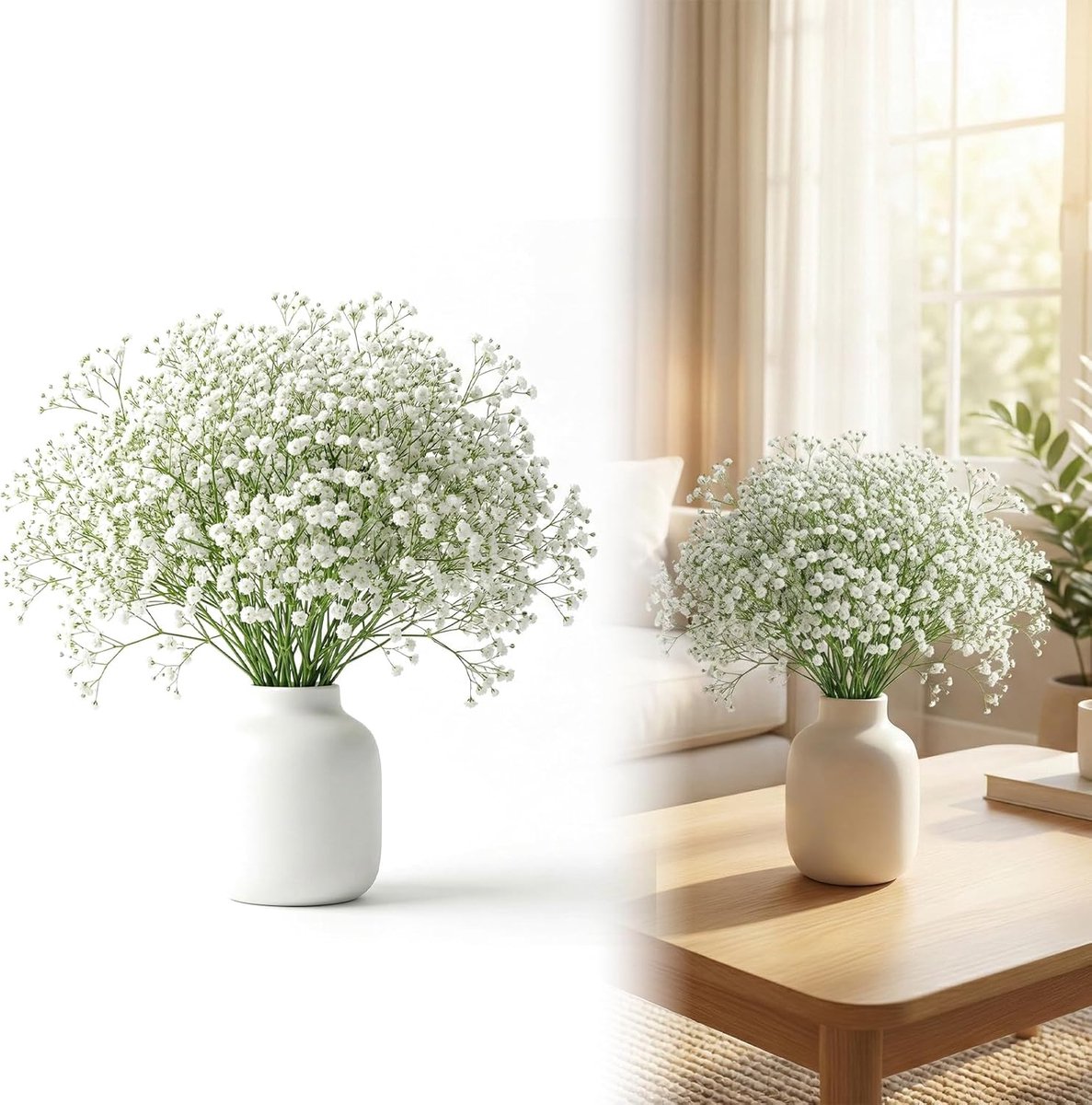SnelShoppen - Slöjkål Kunstbloemen 28 Stuks, 28cm Gypsophila Witte Vaas Planten, Kunststof DIY Decoratie voor Bruiloft en Thuis