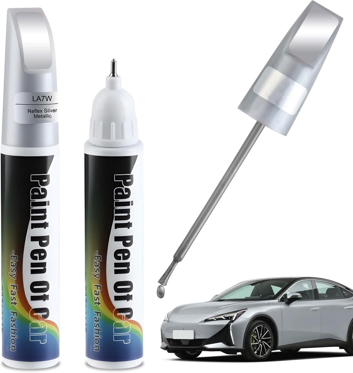SnelShoppen - Silver Reflex Metallic Paint Pen 2-in-1 voor Auto, Krassen Herstel Pen, Car Paint, Krasbestendig, Sneldrogend, Ideaal voor VW en Andere